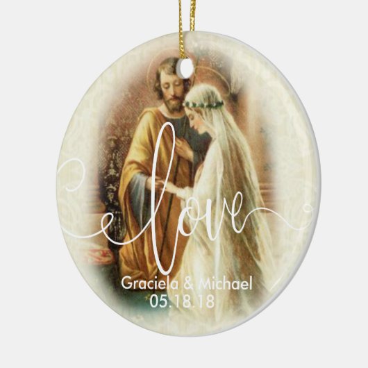 Liefde Script Overlay | Weddenschap-bruidegom Keramisch Ornament (Links)