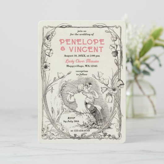 liefde serenade bruiloft uitnodiging (Staand voorkant)