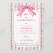 Liefde Shack  Bloemen Roze Bow Party Menu (Voorkant)