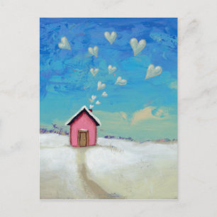 Liefde shack cabine leuk romantische kunst Staand Briefkaart