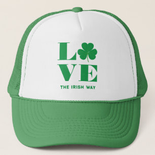 Liefde Shamrock Klaver Ierse Aangepaste Tekst Groe Trucker Pet