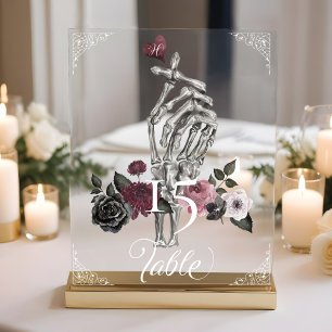 Liefde Skelet Hand Gesture Halloween Zwart Bruilof Acryl Bord