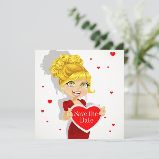 Liefde Sla de Datum Uitnodiging (Staand voorkant)