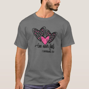 Liefde slaagt er nooit in om leopard Heart Love Re T-shirt