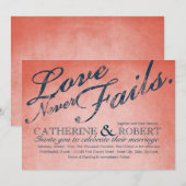 Liefde slaagt nooit in Rustic Wedding Kaart (Voorkant / Achterkant)