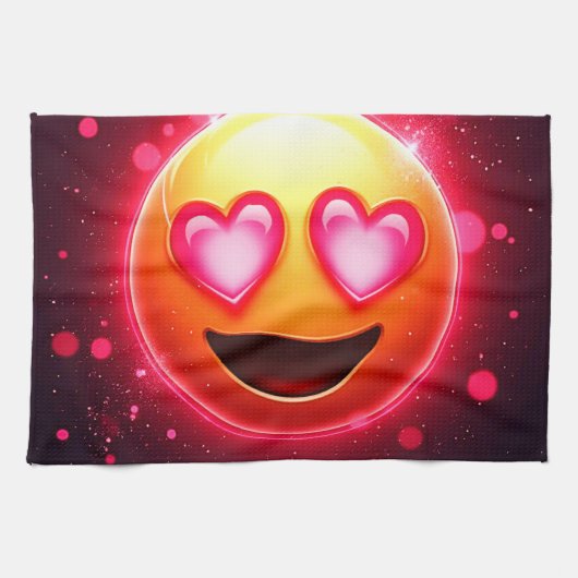 Liefde sloeg emoji harten gloeien theedoek (Horizontaal)