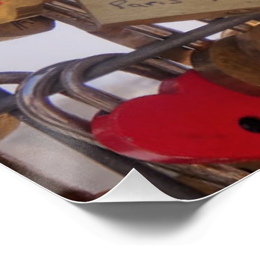 Liefde sloten en Eiffeltoren. Parijs. Frankrijk. P Perfect Poster (Hoek)