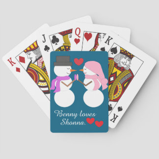 Liefde & Sneeuwmensen: Diepzeeblauw Pokerkaarten