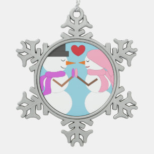 Liefde & Sneeuwmensen: Lichtblauw Tin Sneeuwvlok Ornament
