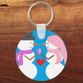 Liefde & Sneeuwmensen Sleutelhanger (Voorkant)