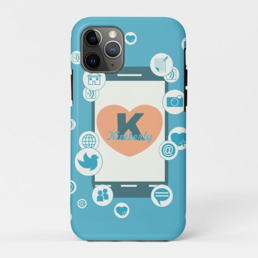 Liefde Social Media Aangepaste Monogram Telefoon C Case-Mate iPhone Case (Achterkant)