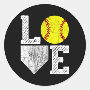 Liefde Softball Mam Pa Ronde Sticker