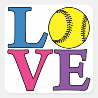 LIEFDE Softball Vierkante Sticker