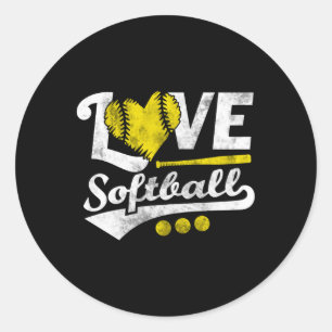 Liefde Softball voor N en Softball Ronde Sticker