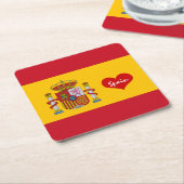 Liefde Spanje & Vlag/sportfeest decor Vierkante Kartonnen Onderzetter (Schuin)