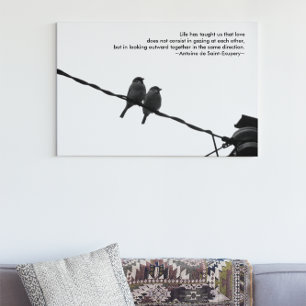 Liefde - Sparrow Pair B&W Photo Love Quote Print