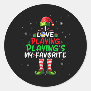 Liefde spelen is mijn favoriete kerstvolleybal ronde sticker