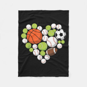 Liefde Sporten Honkbal Voetbal Sport Fan Hart Fleece Deken