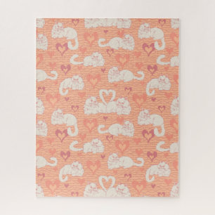 Liefde Staart van Katten met Hart en Strepen Peach Legpuzzel