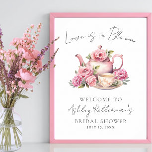 Liefde Staat In Bloei Bloemthee Bruidsfeest Bord Poster