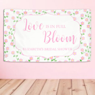 Liefde Staat in Bloei Roze Bloemrijke Bruids-Showe Spandoek