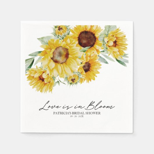 Liefde Staat in Bloei Zonnebloem Bruidsmeisjesfees Servet (Voorkant)