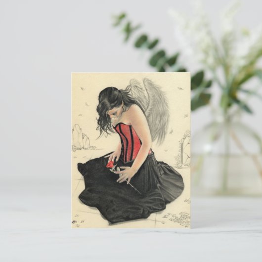 Liefde sterft nooit rouwende engelAnsichtkaart Briefkaart (Staand voorkant)