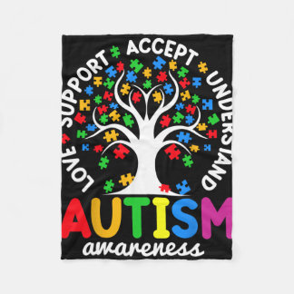 Liefde Steun Aanvaarden Begrijpen Puzzelboom Autis Fleece Deken