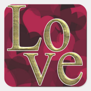 Liefde Stickers, Glanzend, 3 inch (vel van 6) Vierkante Sticker