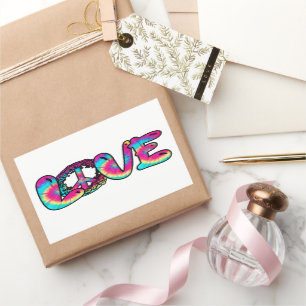 Liefde stropdas-kleurstof rechthoekige sticker