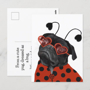 Liefde sturen met een Schattige Love Pug Briefkaar Briefkaart