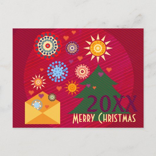 Liefde sturen - Prettig kerstfeest - Rood Paars Ge Feestdagenkaart (Voorkant)