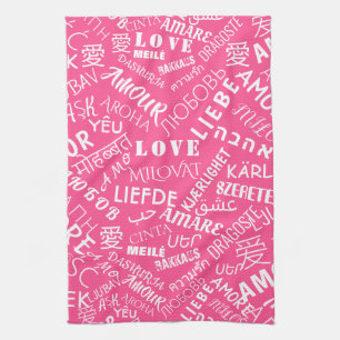 Liefde Tekst Keuken Handdoek Roze of Kies Kleur