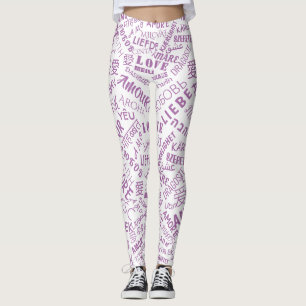 Liefde Tekst Leggings Multi Taal Woord Uw Kleuren