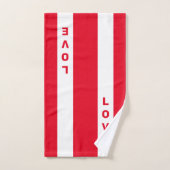 Liefde tekst op rood en wit gestreept bad handdoek (Handdoek)