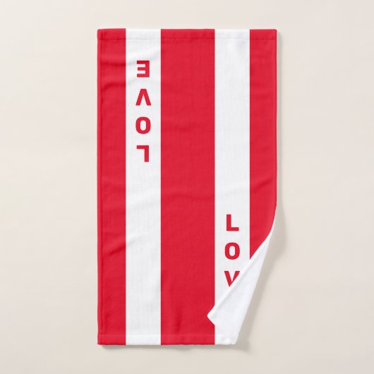 Liefde tekst op rood en wit gestreept bad handdoek (Handdoek)