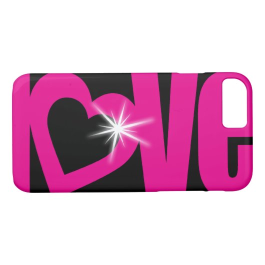 Liefde tekst spartelt roze en zwarte ifoon Case-Mate iPhone case (Achterkant (Horizontaal))