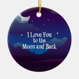 Liefde tot de Maan en terug, Blauw Indigo Keramisch Ornament