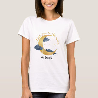 Liefde tot de Maan en Terug Hemels Goud Boho T-shirt