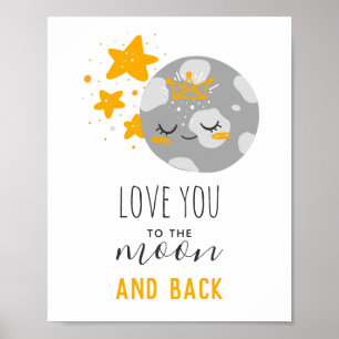 Liefde tot de maan en terug. Mooie sterren. Kinder Poster