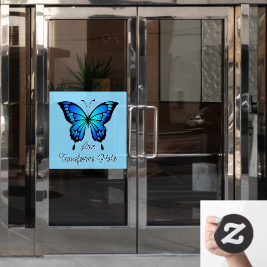 Liefde Transformeert Haat Venster Cling Raamsticker (Kantoordeur)