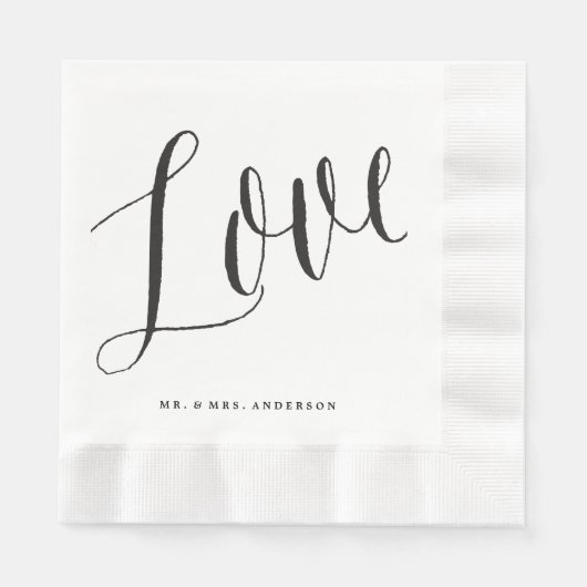 Liefde Trendy Chic Zwart Script Kalligrafie Bruilo Servet (Voorkant)