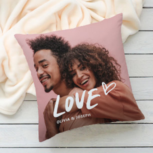Liefde   Trendy handgeschreven tekst en hart en fo Kussen