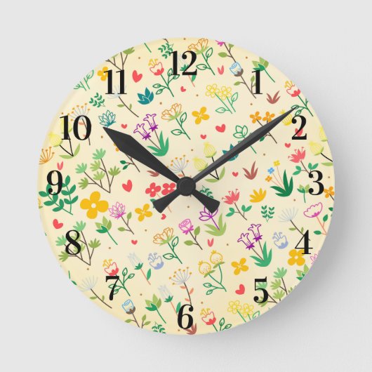 Liefde Tuin Lente Bloemen & Harten Ronde Klok (Voorkant)