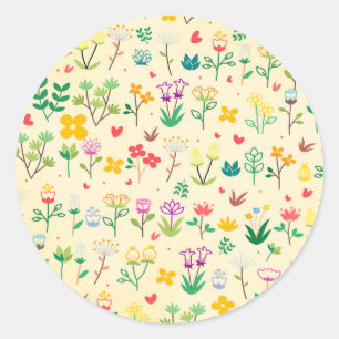 Liefde Tuin Lente Bloemen & Harten Ronde Sticker