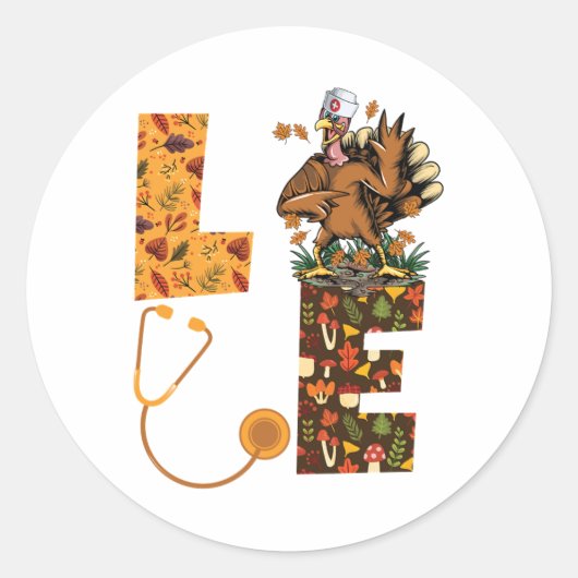 Liefde Turkije Stethoscoop Verpleegkundige Leven T Ronde Sticker (Voorkant)