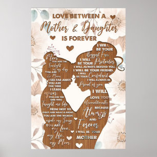 liefde tussen een moeder dochter, moederdag cadeau poster