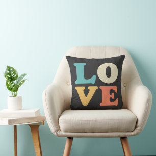 Liefde Typografie Retro Kleur Vierkant Kussen