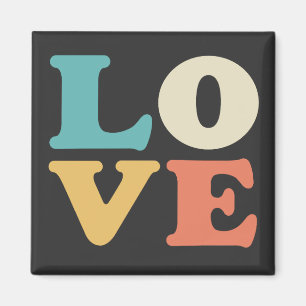 Liefde Typografie Retro Kleur Vierkant Magneet
