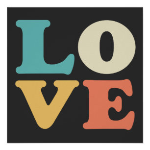 Liefde Typografie Retro Kleur Vierkant Perfect Poster
